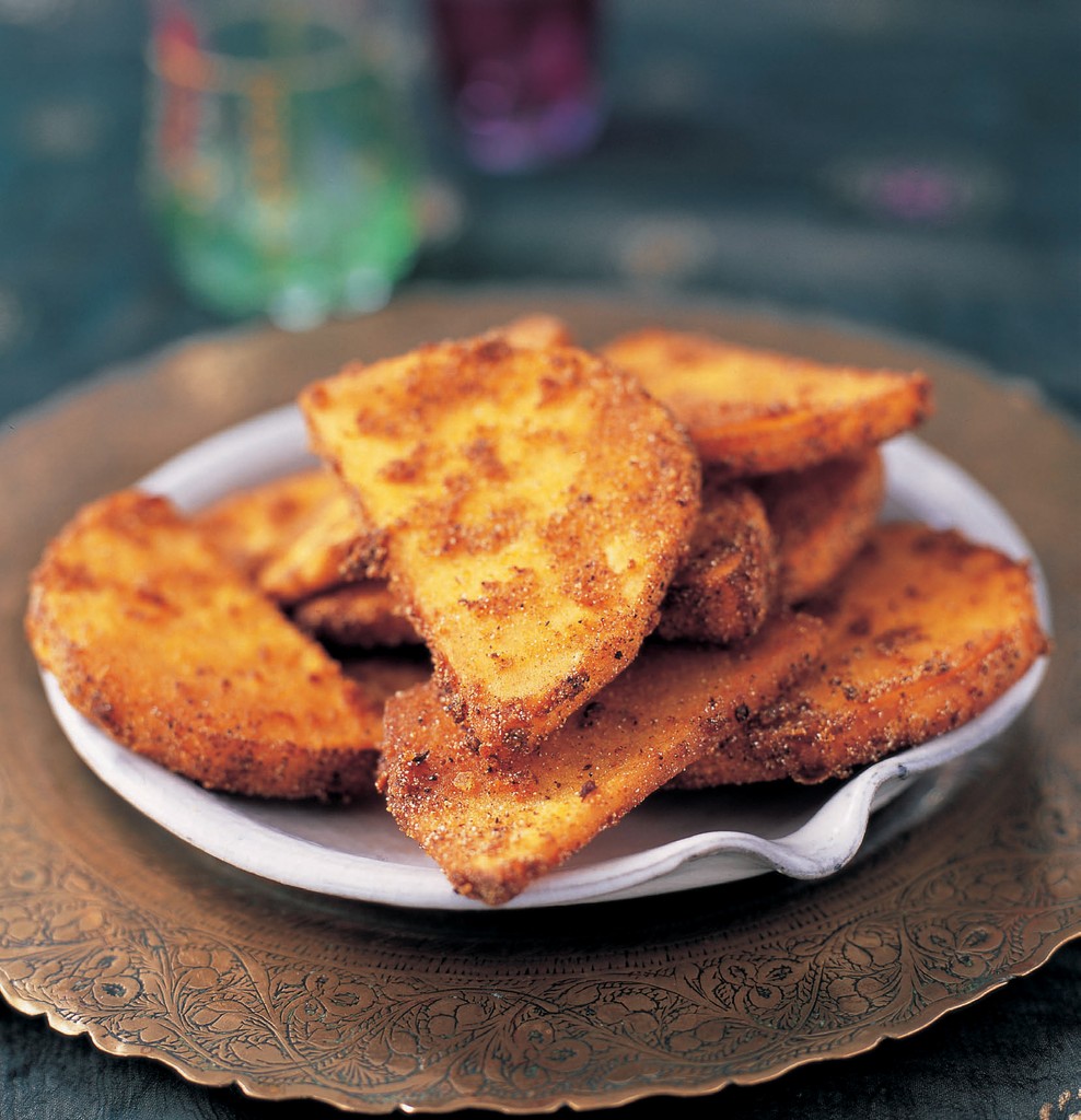 Deepfried battered yam from The Complete Indian Regional Cookbook 300